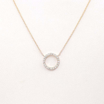 circular ring with diamond inlay and bangle chain for the collarbone